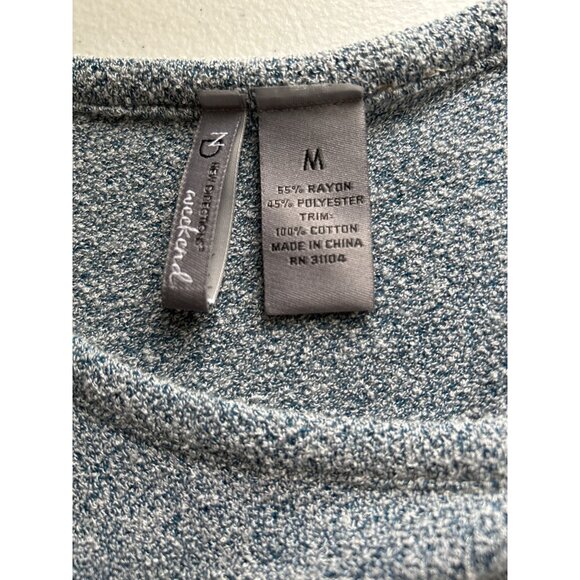 New Directions Weekend Long Sleeve Sweater Top With Lace Trim Hem Blue Medium - Picture 3 of 7